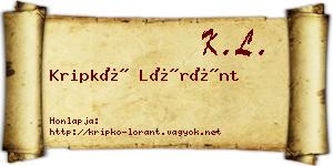 Kripkó Lóránt névjegykártya