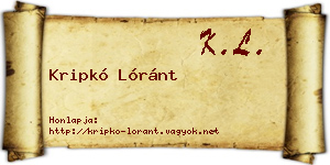 Kripkó Lóránt névjegykártya